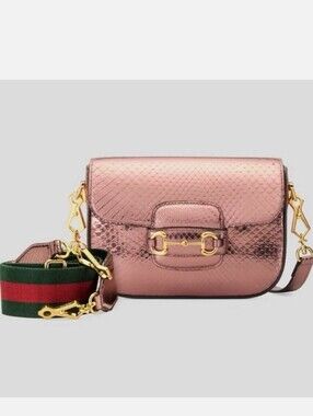 Gucci Horsebit 1955 Metallic Snake Shoulder Bag